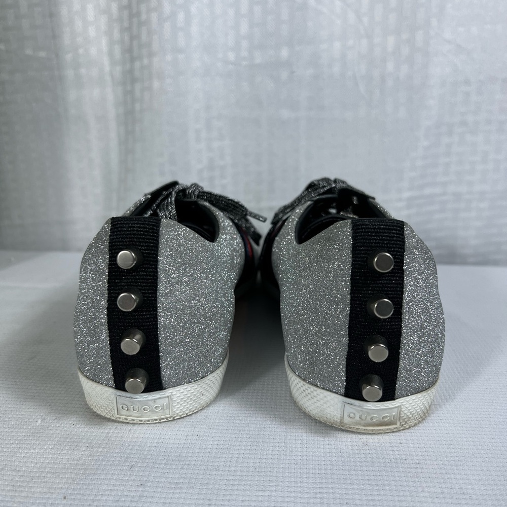Gucci Glitter Ace Sneakers w/ Web Stripe & Stud Detail – Size 9 – full inclusion - Picture 5 of 13